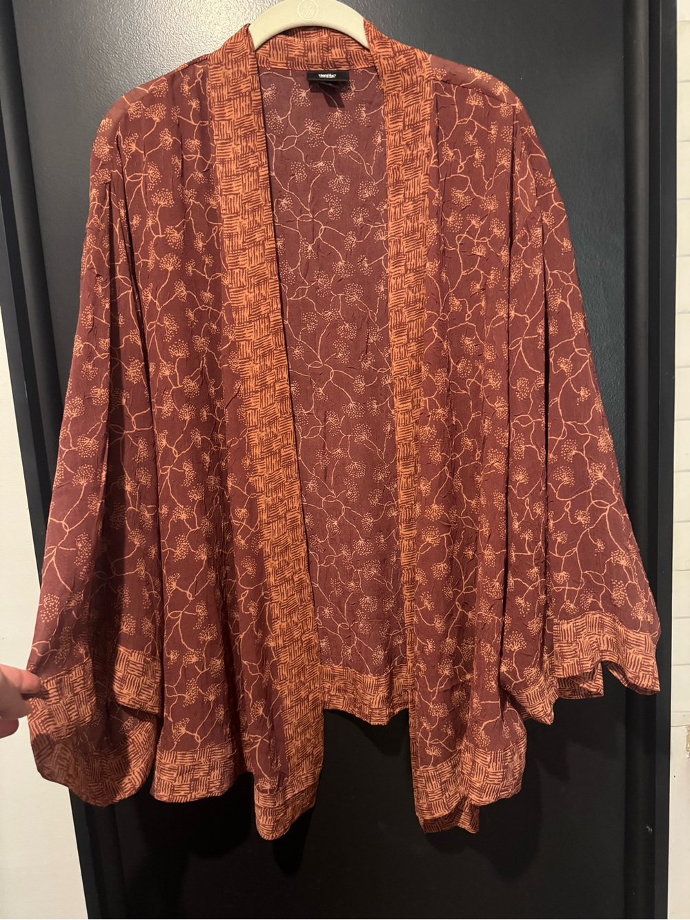 Mossimo Supply Co. Rust Floral Open-Front Kimono Cardigan